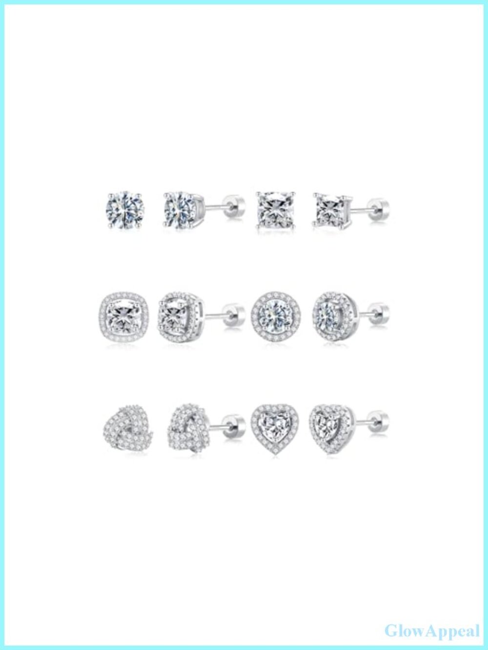 6 Pairs Hypoallergenic Flat Back Stud Earrings for Women Men Gift